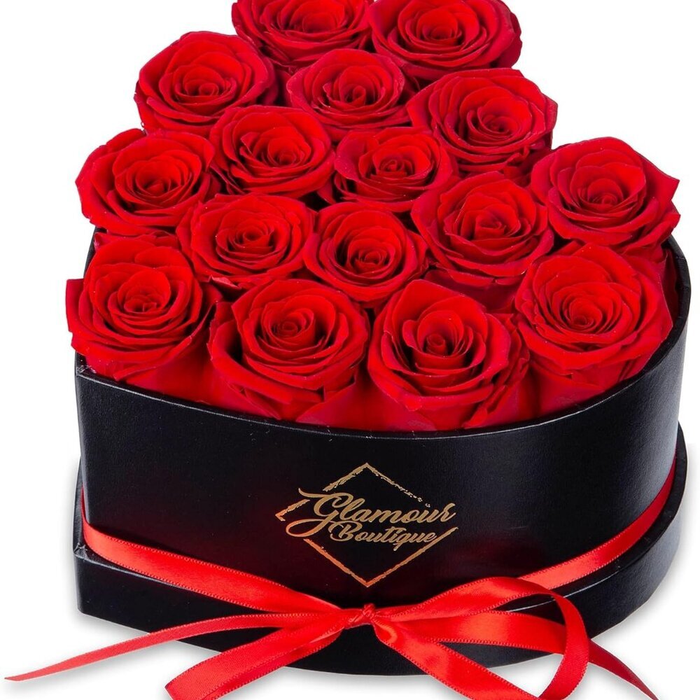 16 Flower Forever Heart Shape Box - Preserved Roses Gift for Her, Preserved Flow